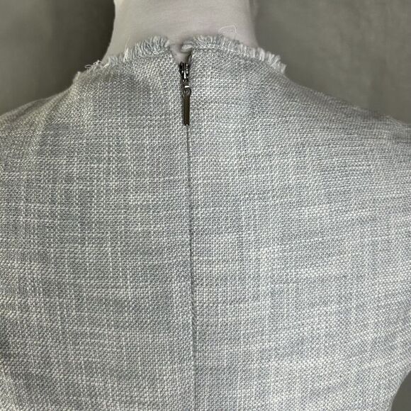 Rebecca Taylor Slub Suit Dress 8 Light Gray Sleevless Fit & Flare Woven Cotton - Picture 10 of 13